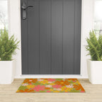 Retro 60s 70s Aesthetic Floral Pattern in Green Pink Yellow Orange Welcome Mat Gallery Image 3