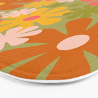 Retro 60s 70s Aesthetic Floral Pattern in Green Pink Yellow Orange Bath Mat Gallery Image 3