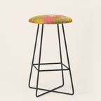 Retro 60s 70s Aesthetic Floral Pattern in Green Pink Yellow Orange Stool Gallery Image 1