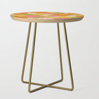 Retro 60s 70s Aesthetic Floral Pattern in Green Pink Yellow Orange Side Table Gallery Image 1