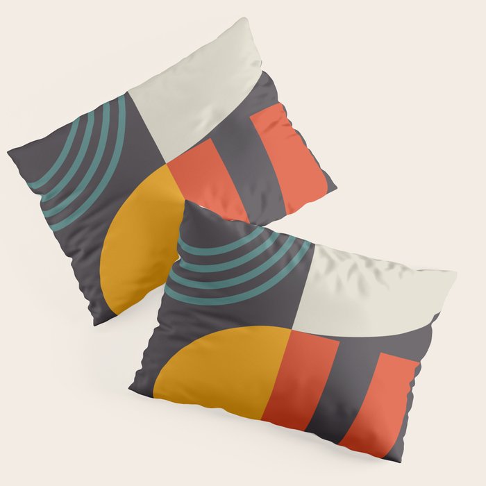 mid century bauhaus geometry square 2 Pillow Sham Gallery Image 1