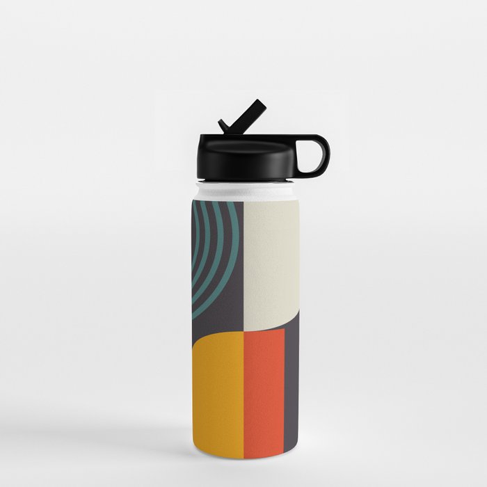 mid century bauhaus geometry square 2 Water Bottle Gallery Image 1