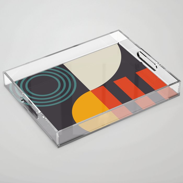 mid century bauhaus geometry square 2 Acrylic Tray Gallery Image 1