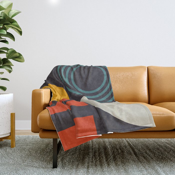 mid century bauhaus geometry square 2 Throw Blanket Gallery Image 1