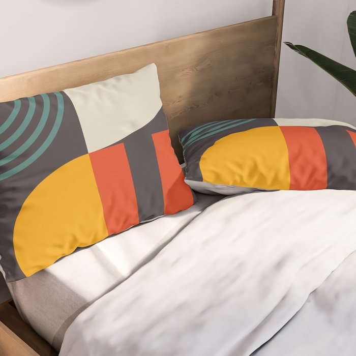 mid century bauhaus geometry square 2 Pillow Sham Gallery Image 2