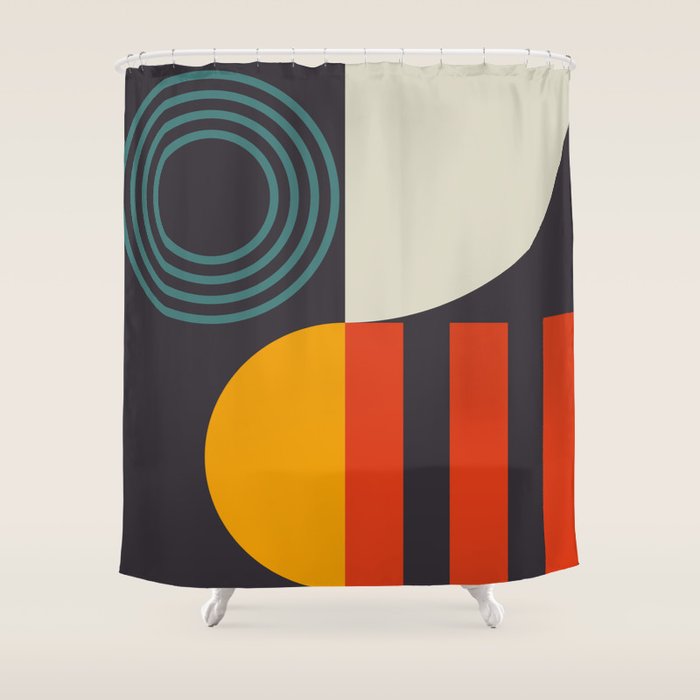 mid century bauhaus geometry square 2 Shower Curtain Gallery Image 1