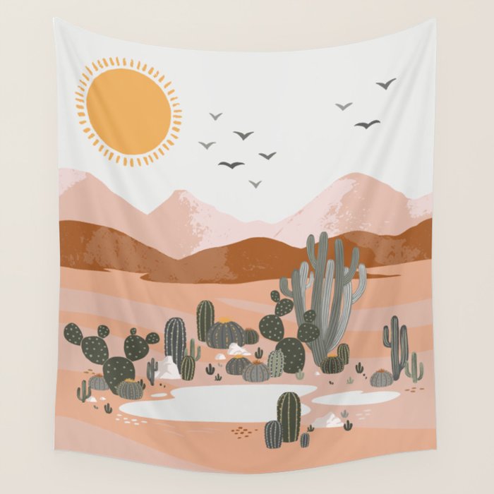 Desert Landscape Oasis Wall Tapestry Gallery Image 1
