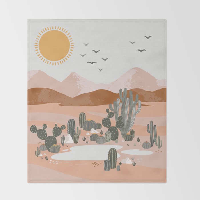 Desert Landscape Oasis Throw Blanket Gallery Image 2