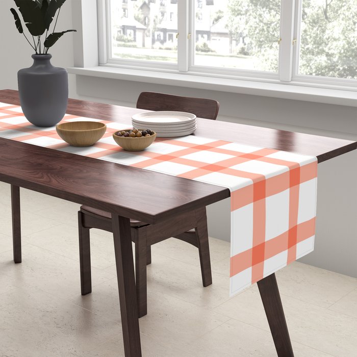 Red geometric plaid gingham pattern Table Runner Gallery Image 2