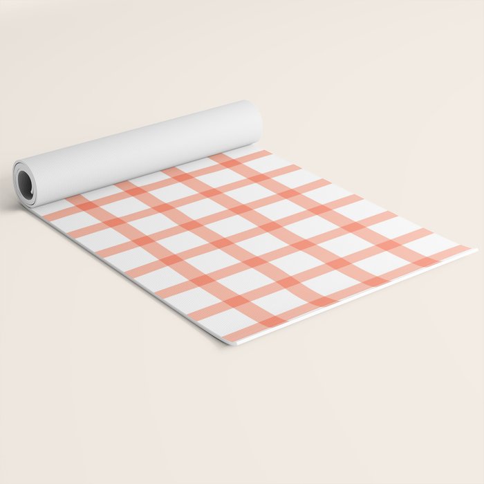 Red geometric plaid gingham pattern Yoga Mat Gallery Image 2