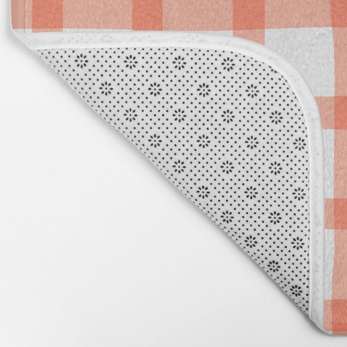 Red geometric plaid gingham pattern Bath Mat Gallery Image 2