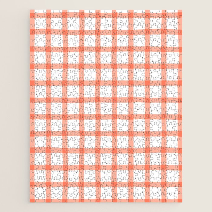 Red geometric plaid gingham pattern Jigsaw Puzzle Gallery Image 1