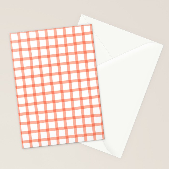 Red geometric plaid gingham pattern Stationery Card Gallery Image 2