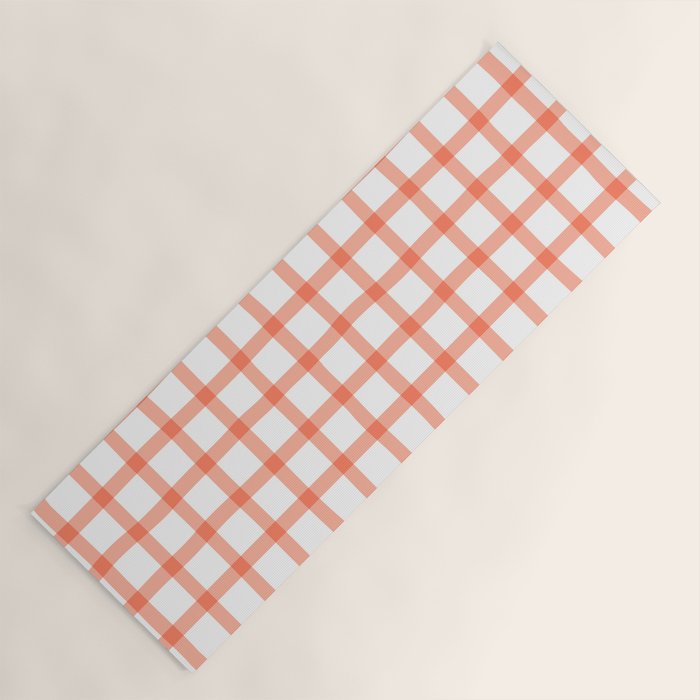 Red geometric plaid gingham pattern Yoga Mat Gallery Image 1