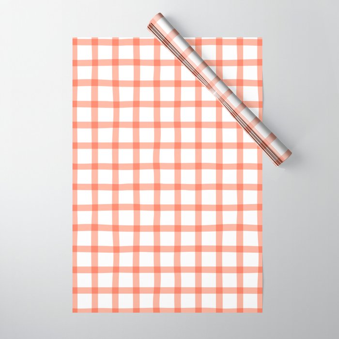 Red geometric plaid gingham pattern Wrapping Paper Gallery Image 1