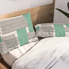Stripes and Square Green Composition - Abstract Pillow Sham Gallery Image 2