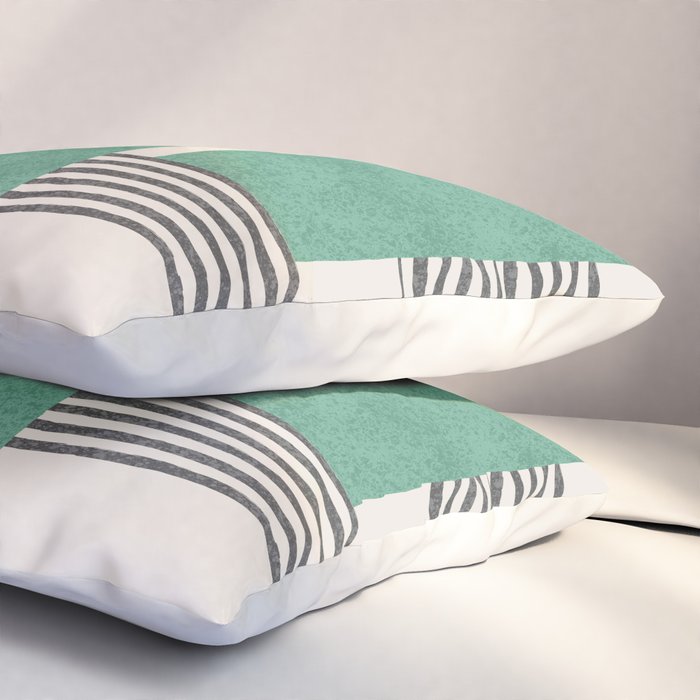 Stripes and Square Green Composition - Abstract Pillow Sham Gallery Image 3