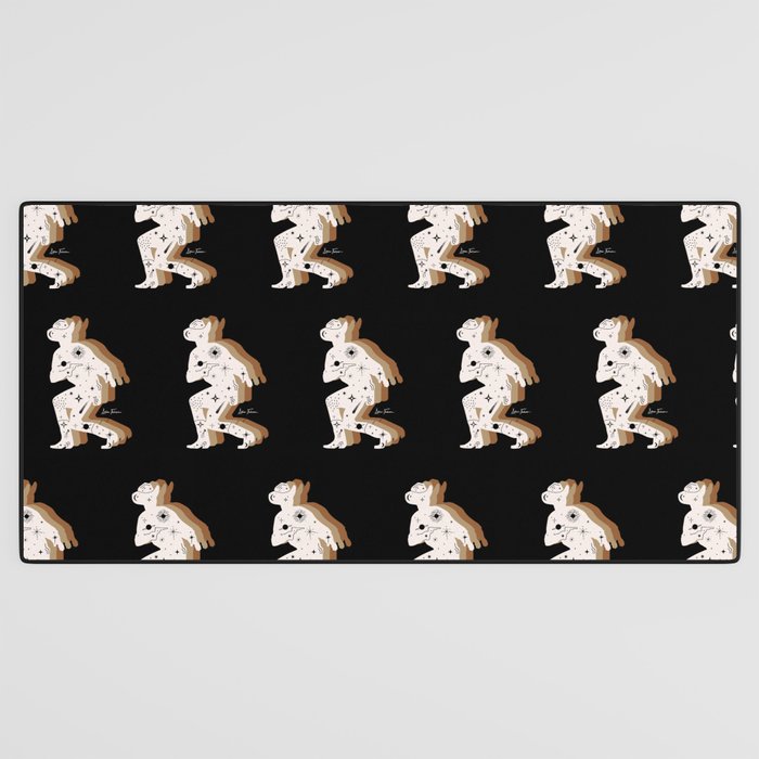 Space Cowboy - Black, white & camel Desk Mat Gallery Image 3