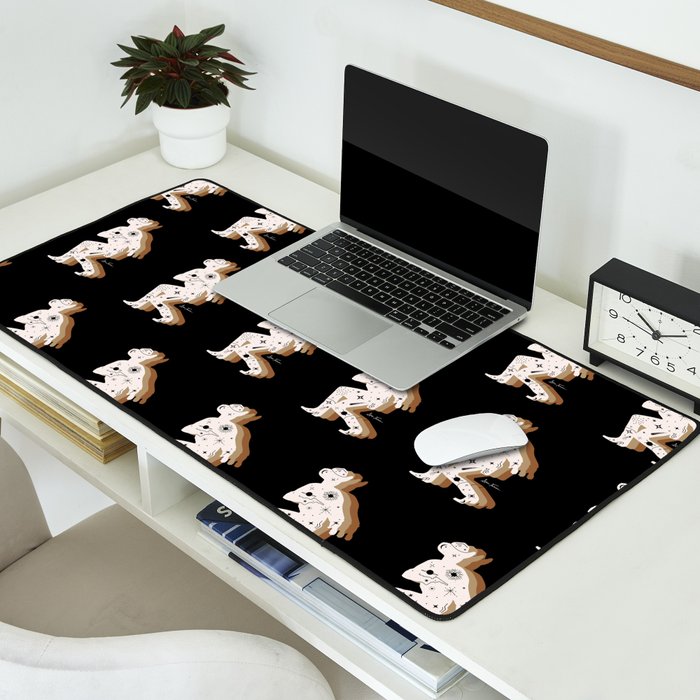 Space Cowboy - Black, white & camel Desk Mat Gallery Image 2