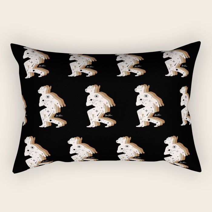 Space Cowboy - Black, white & camel Rectangular Pillow Gallery Image 1