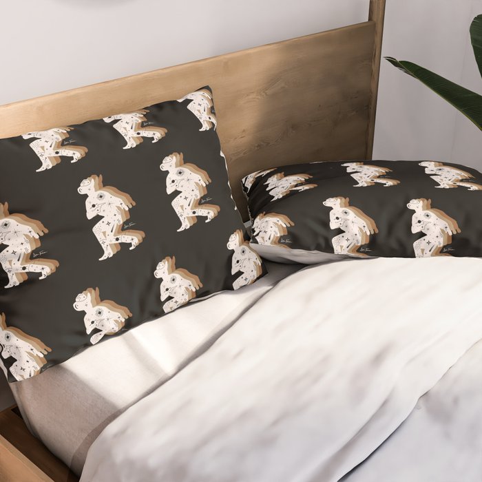Space Cowboy - Black, white & camel Pillow Sham Gallery Image 2