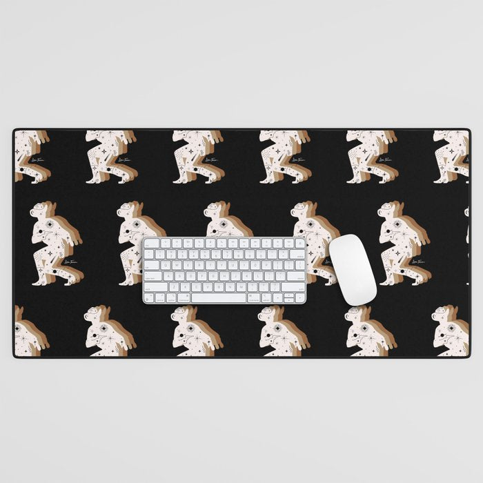 Space Cowboy - Black, white & camel Desk Mat Gallery Image 1