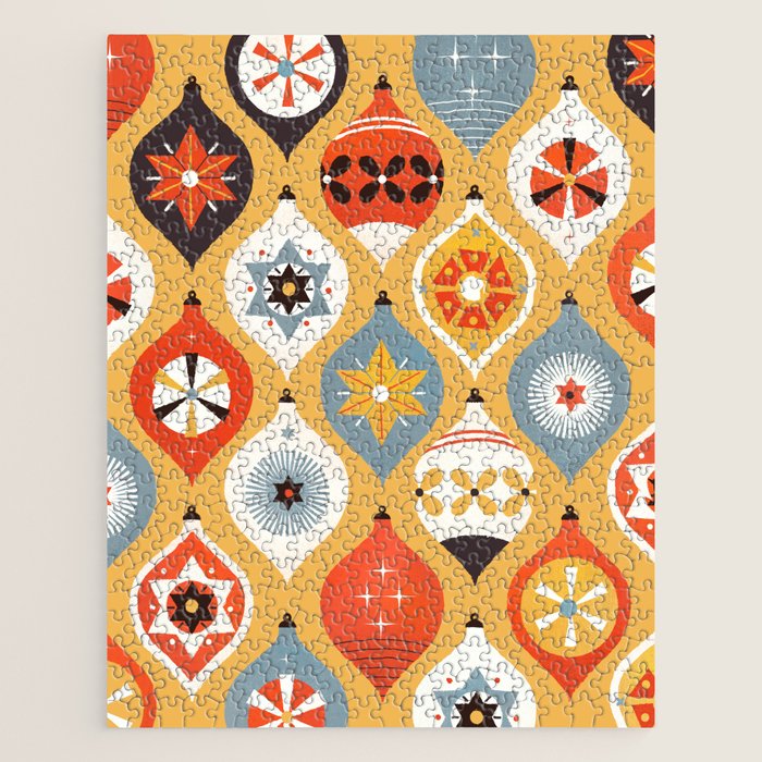 Festive Old-fashioned Christmas Tree Baubles Jigsaw Puzzle Gallery Image 1