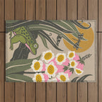 Moonlight Frog and Flowers Outdoor Rug Gallery Image 1