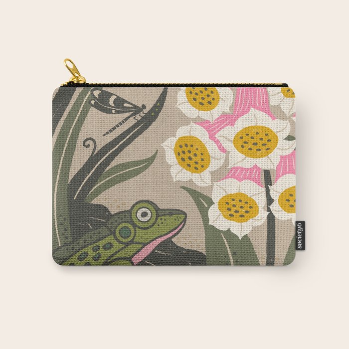 Moonlight Frog and Flowers Carry All Pouch Gallery Image 1