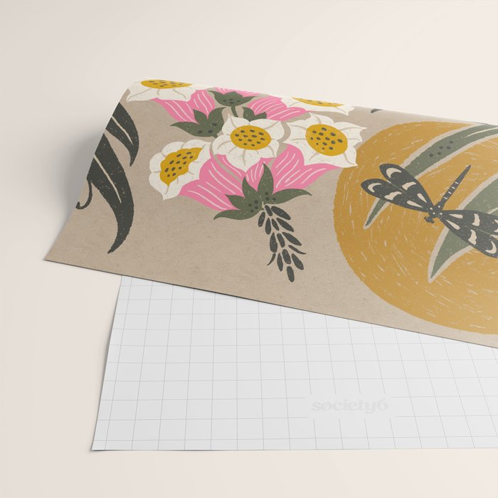 Moonlight Frog and Flowers Wrapping Paper Gallery Image 2