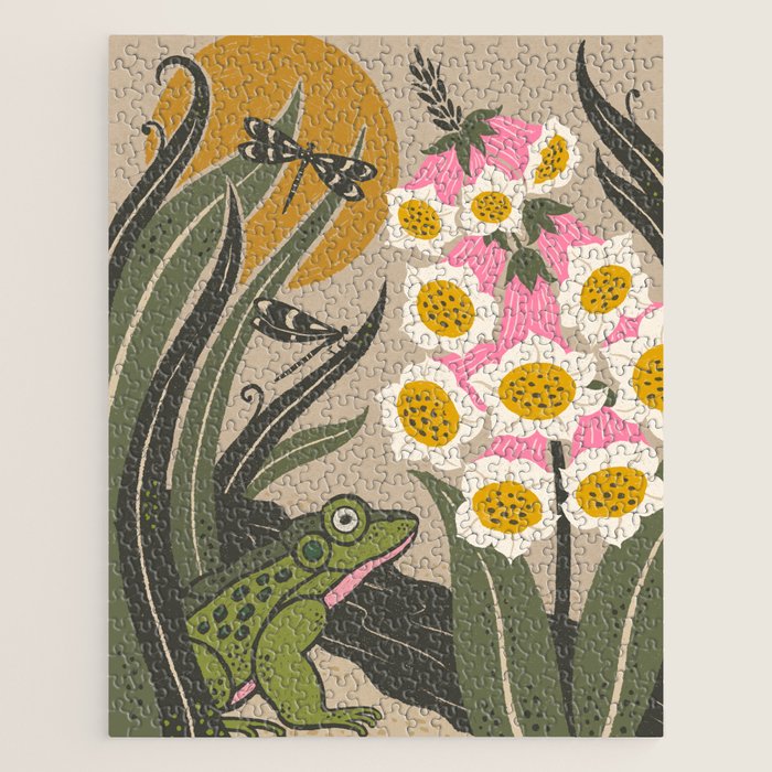 Moonlight Frog and Flowers Jigsaw Puzzle Gallery Image 1