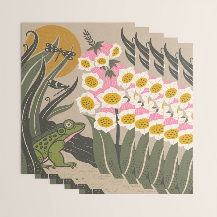 Moonlight Frog and Flowers Wrapping Paper Gallery Image 3