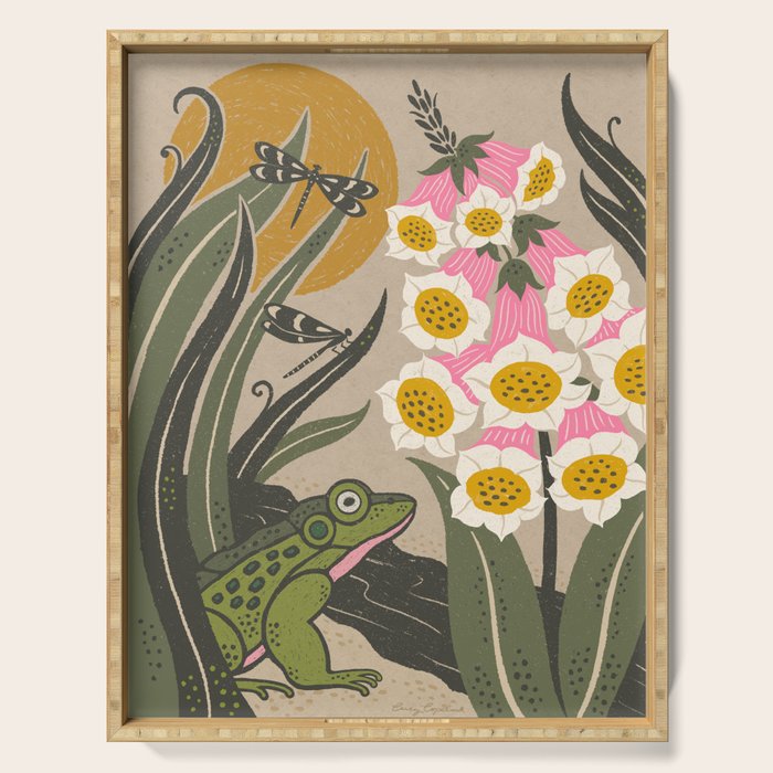 Moonlight Frog and Flowers Serving Tray Gallery Image 1