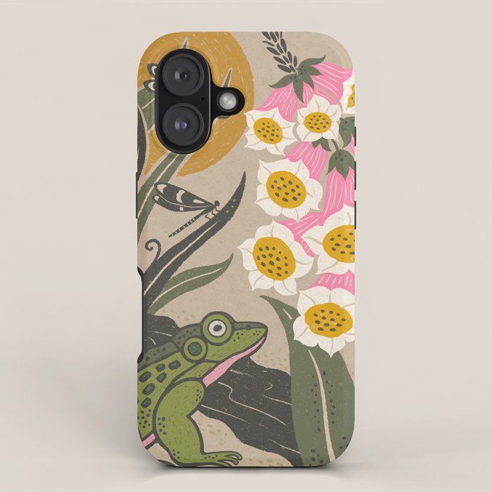 Moonlight Frog and Flowers iPhone Case Gallery Image 1