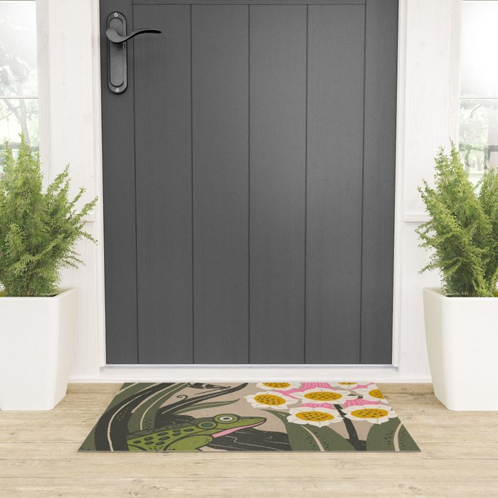 Moonlight Frog and Flowers Welcome Mat Gallery Image 3
