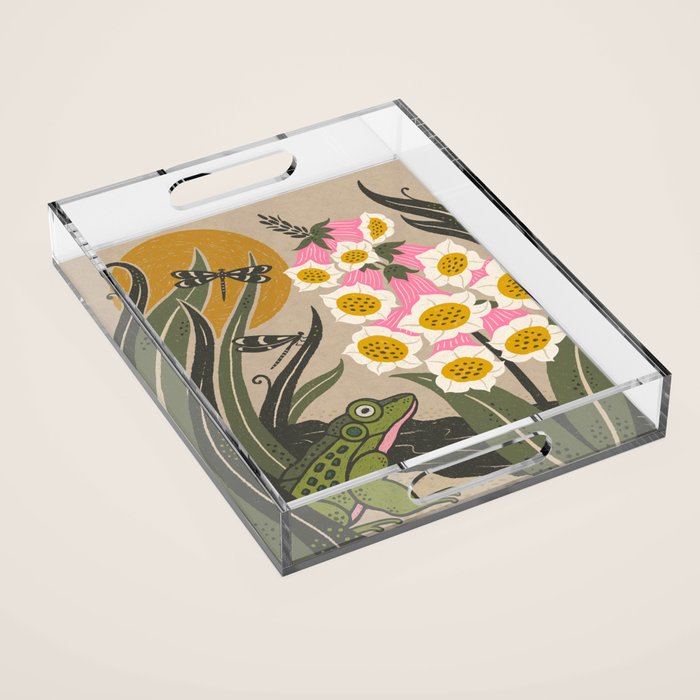 Moonlight Frog and Flowers Acrylic Tray Gallery Image 1