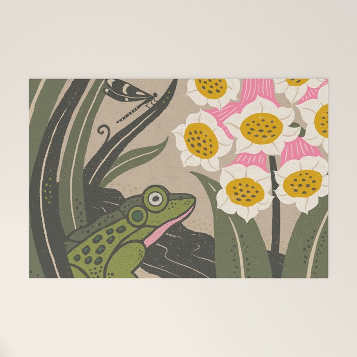 Moonlight Frog and Flowers Welcome Mat Gallery Image 1