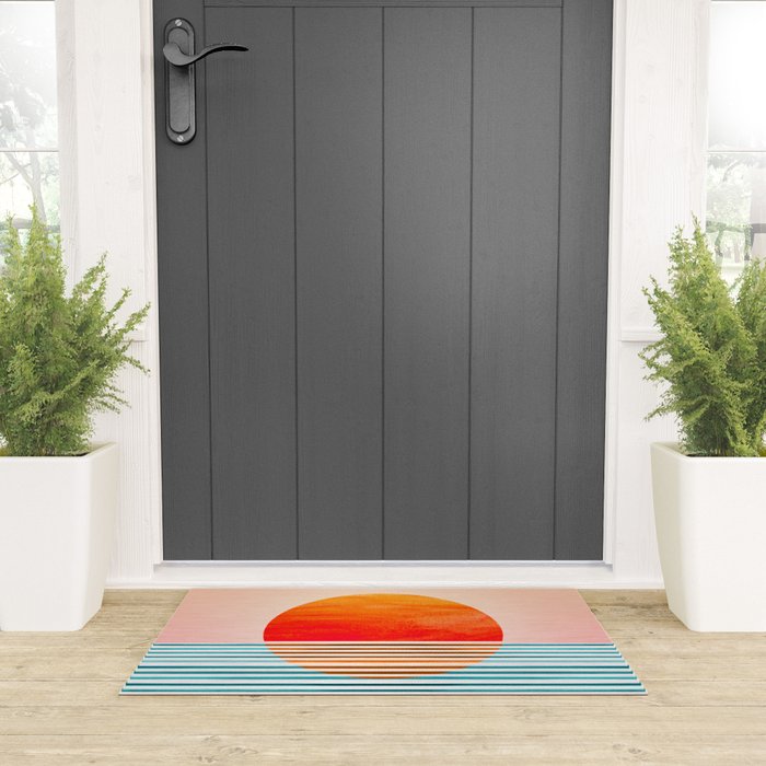 Minimalist Sunset III / Abstract Landscape Welcome Mat Gallery Image 3