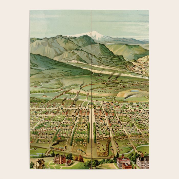 Vintage Colorado Springs and Pikes Peak Map (1890) Poster Gallery Image 4