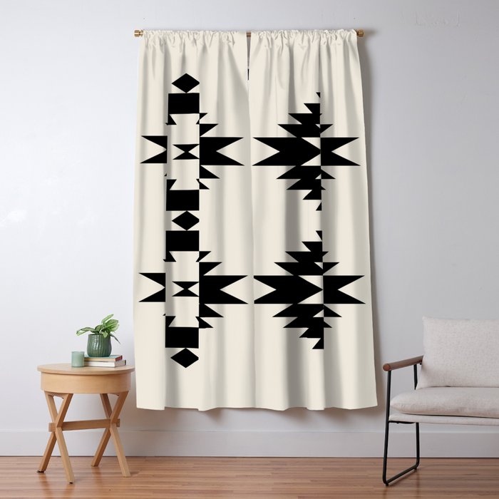 Southwestern Minimalism - Black Neutral Beige Window Curtain Gallery Image 5