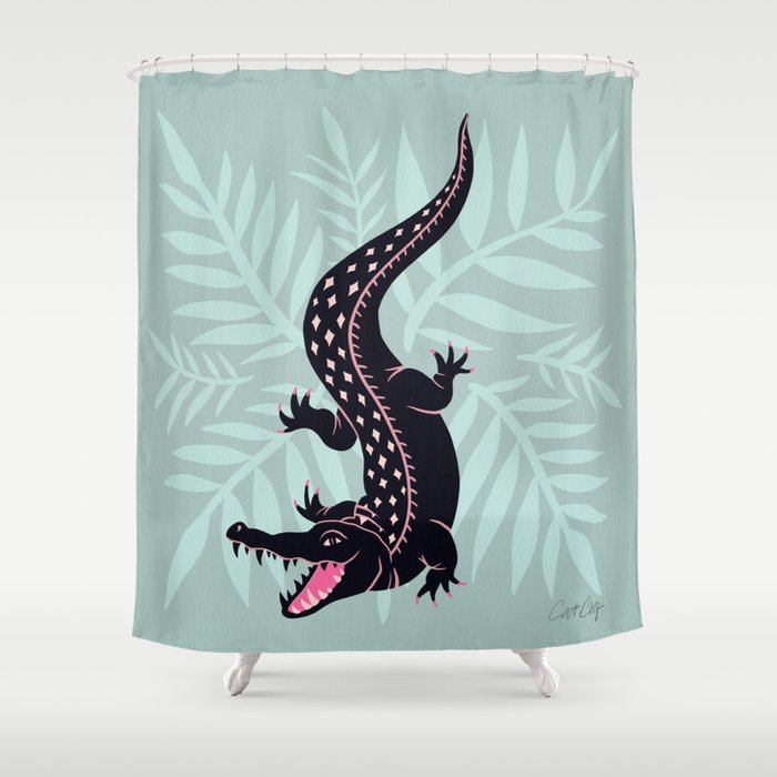 Crocodile - Mint Shower Curtain Gallery Image 1