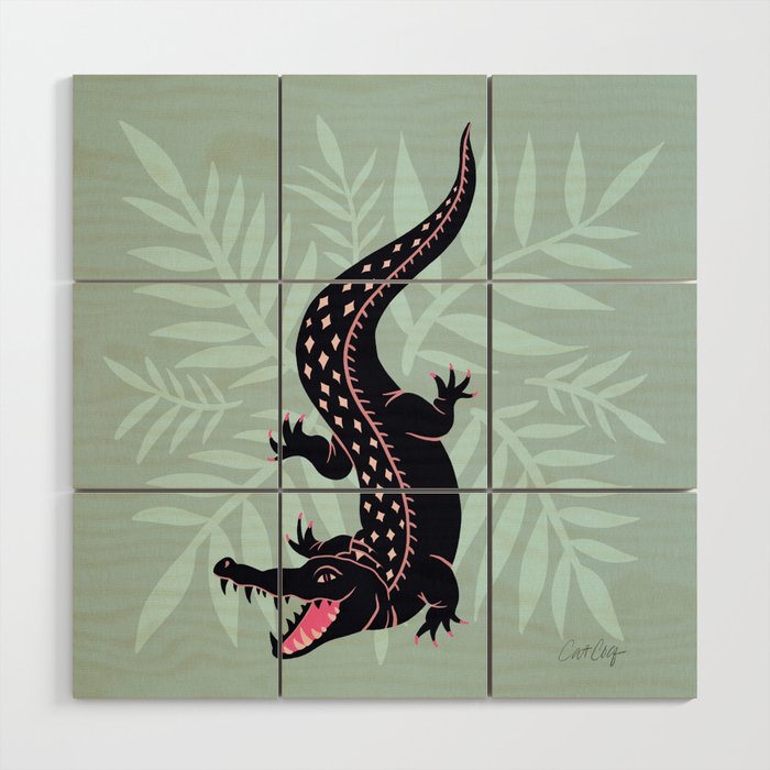 Crocodile - Mint Wood Wall Art Gallery Image 1