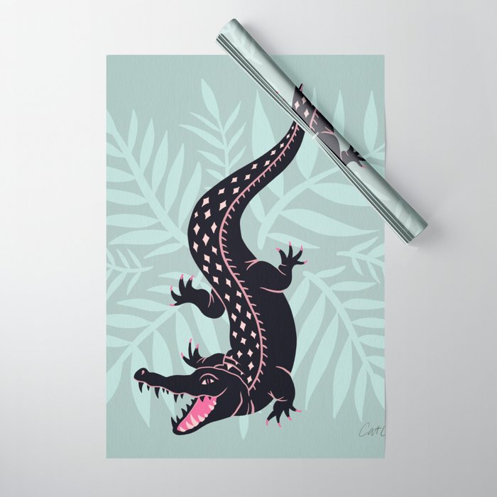 Crocodile - Mint Wrapping Paper Gallery Image 1