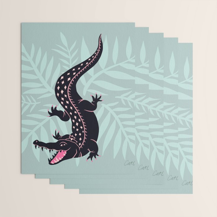 Crocodile - Mint Wrapping Paper Gallery Image 3
