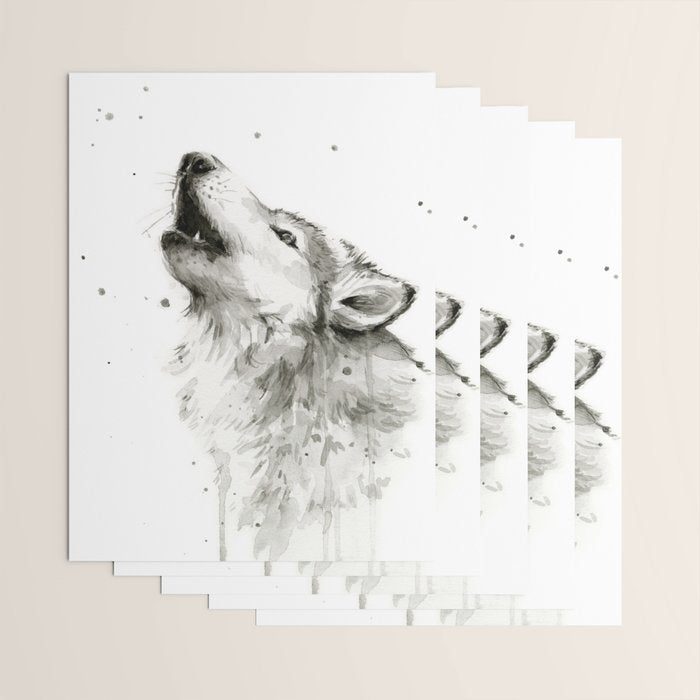 Wolf Howling Wrapping Paper Gallery Image 3