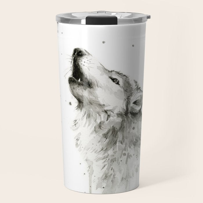 Wolf Howling Travel Mug Gallery Image 1
