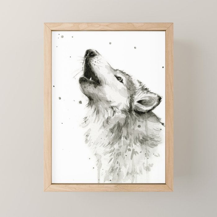 Wolf Howling Mini Art Print Gallery Image 1