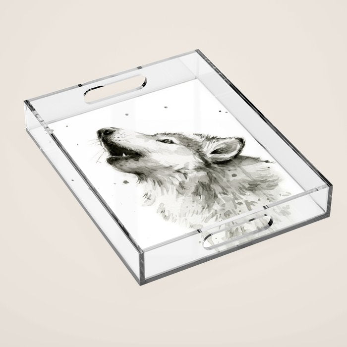 Wolf Howling Acrylic Tray Gallery Image 1