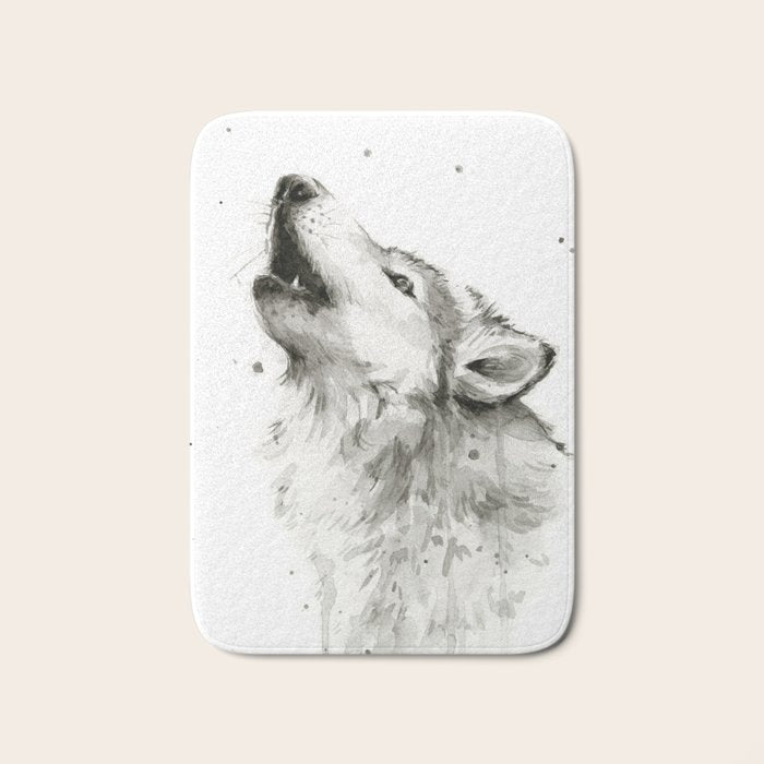 Wolf Howling Bath Mat Gallery Image 1