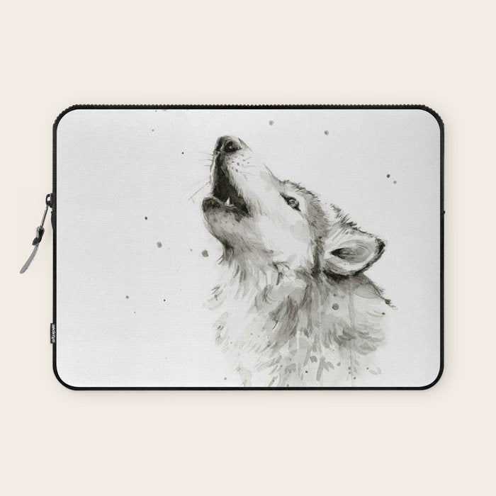 Wolf Howling Laptop Sleeve Gallery Image 1